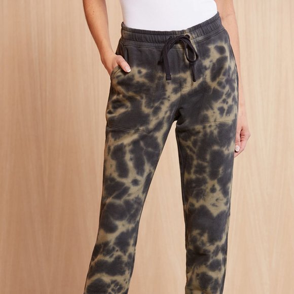 SANCTUARY Black Bleach Tie Dye Joggers Sweat Pants SMALL Black - Picture 1 of 8